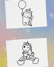 Coloring Book Glittered Unicorns